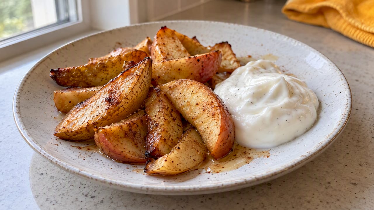 Roasted apple and pear with Greek yogurt