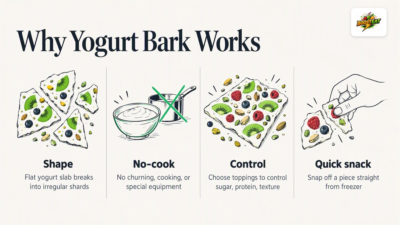 What frozen yogurt bark is, and why it works — overview diagram